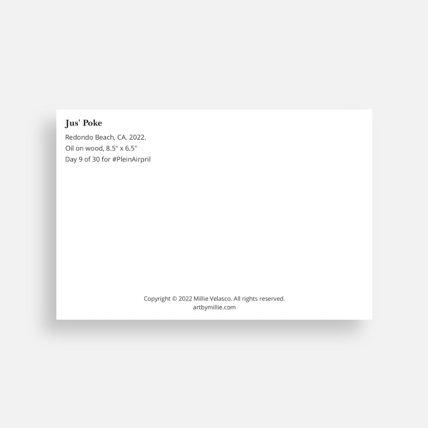 Postcard: Day 09 of 30 - Jus' Poke