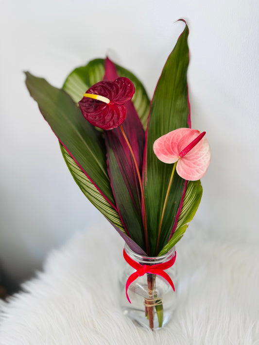 Island Love Anthurium Bouquet (2 flowers)