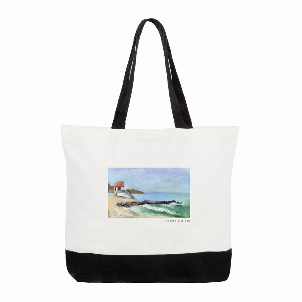 Tote Bag: Day 02 of 30 - Lifeguard Tower and Jetty on Topaz